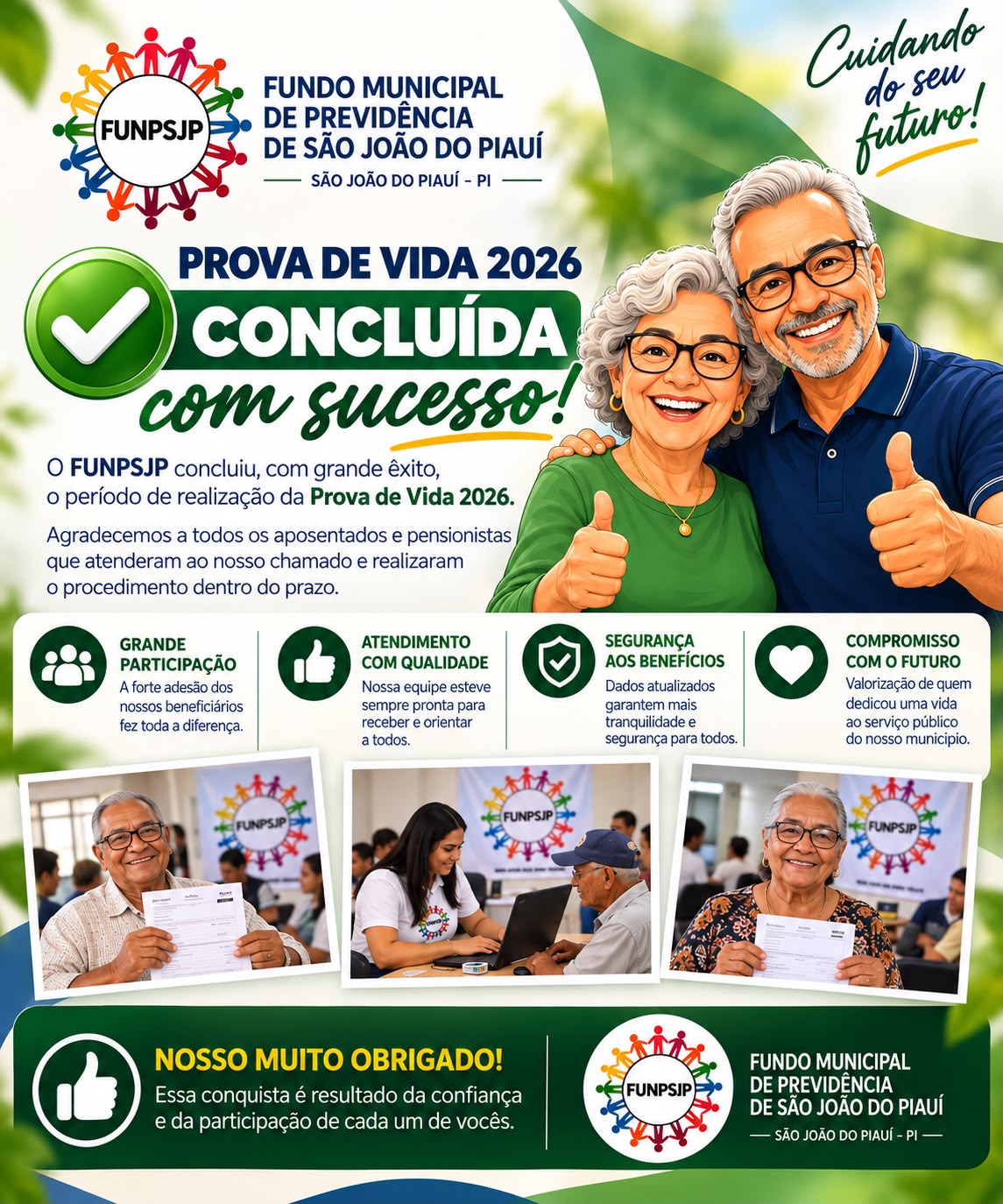 🎉 PROVA DE VIDA 2026 CONCLUÍDA COM SUCESSO! ✅💚